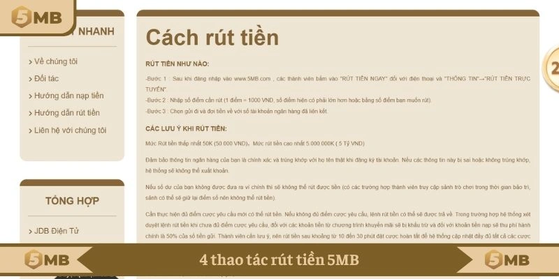 4 thao tác rút tiền 5MB