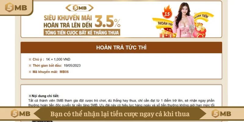 Bạn có thể nhận lại tiền cược ngay cả khi thua