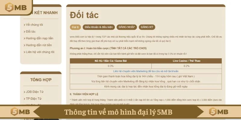 Thông tin về mô hình đại lý 5MB