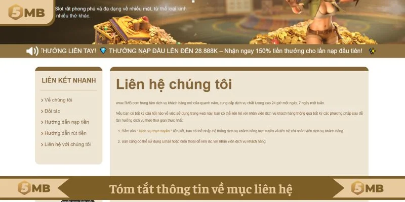 Tóm tắt thông tin về mục liên hệ